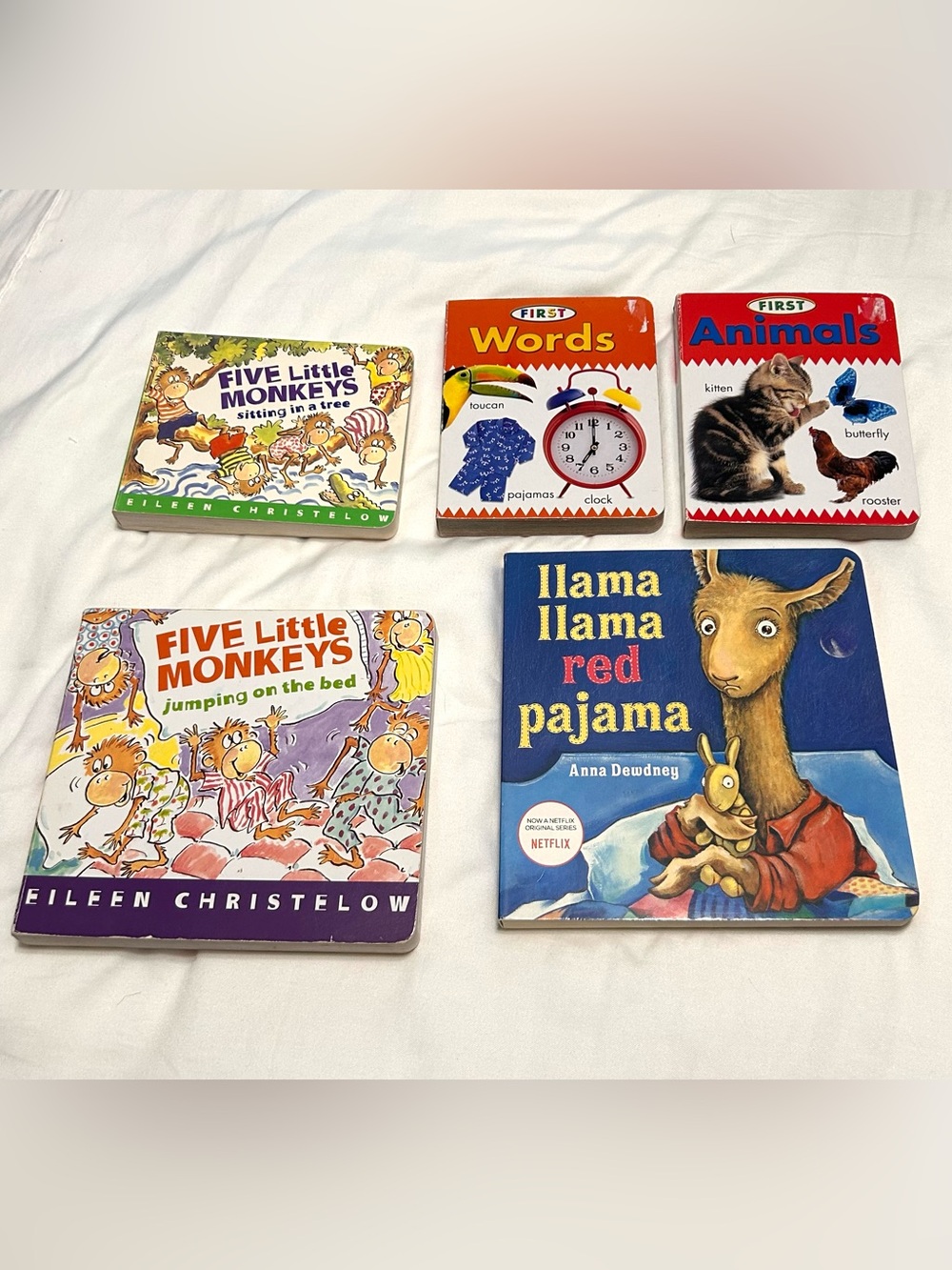 5 Baby Kid Classic Board Books - Llama Llama, 5 Little Monkeys, Words & Animals